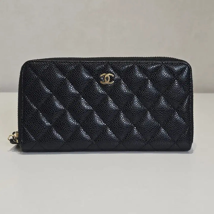 [BUNJANG] Chanel Caviar Classic Black Gold Zipper Long Wallet / [럭스올] 샤넬 캐비어 클래식 블랙 금장 지퍼 장지갑 AP0242