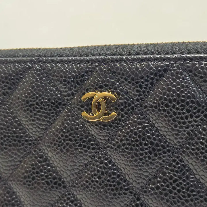 [BUNJANG] Chanel Caviar Classic Black Gold Zipper Long Wallet / [럭스올] 샤넬 캐비어 클래식 블랙 금장 지퍼 장지갑 AP0242