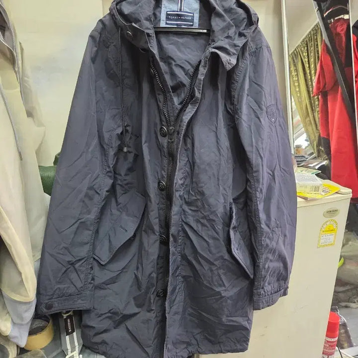 [BUNJANG] Tommy Hilfiger Hooded Long Coat - Navy / 타미힐피거 후드 롱 코트 네이비