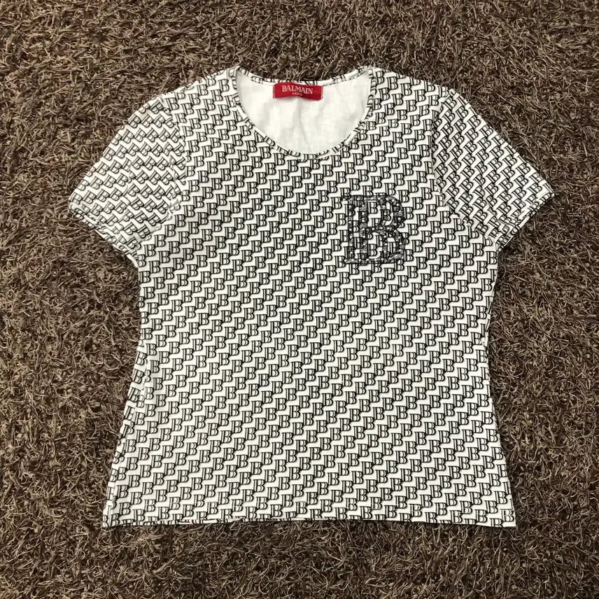 [BUNJANG] Balmain Japan BB Monogram All Over Logo T-Shirt / 발망 재팬 BB 모노그램 올오버 로고 티셔츠