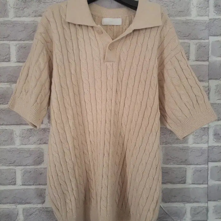 [BUNJANG] MINAV Beige Cable Knit Short Sleeve Shirt / MINAV 남성 베이지 반팔니트XL/알뜰한여우