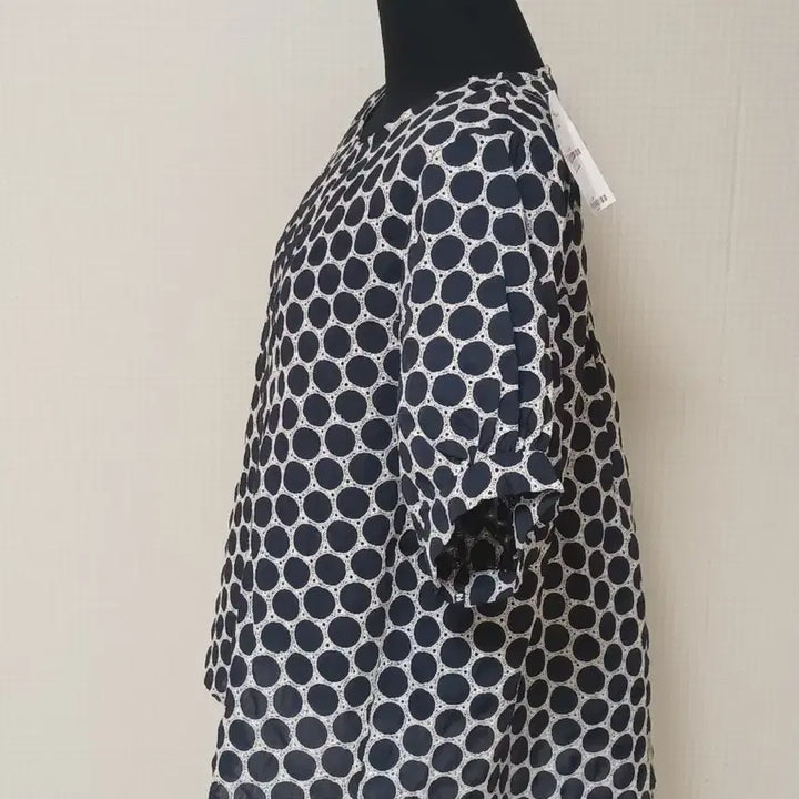 [BUNJANG] Dot Pattern Short Sleeve Blouse / 도트 패턴 반팔 블라우스 네이비(새상품)