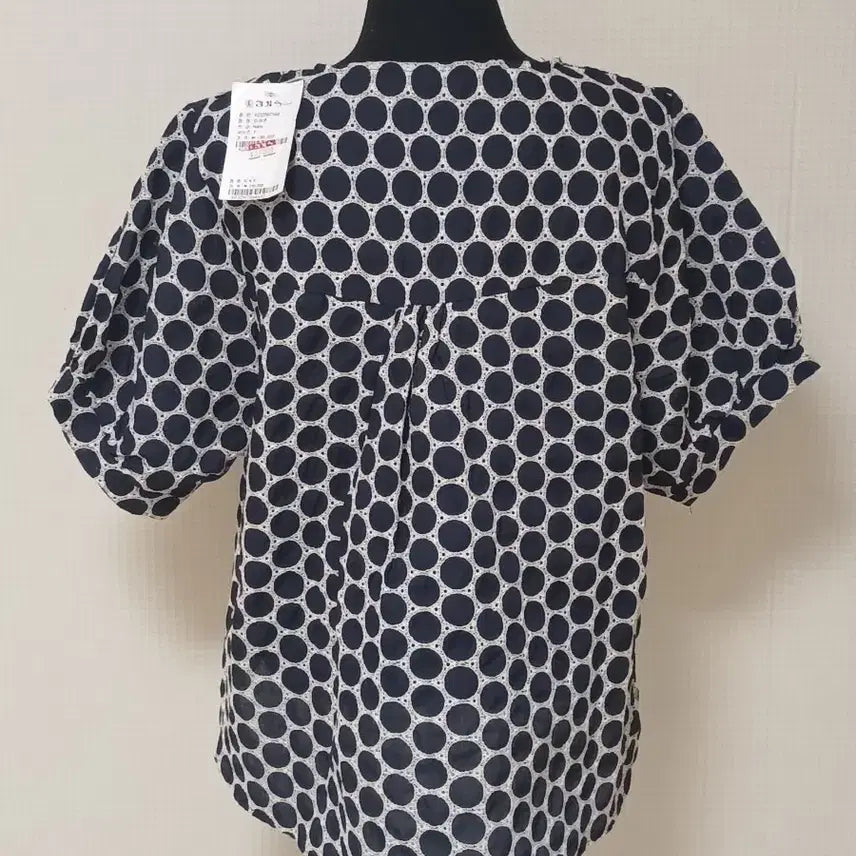 [BUNJANG] Dot Pattern Short Sleeve Blouse / 도트 패턴 반팔 블라우스 네이비(새상품)
