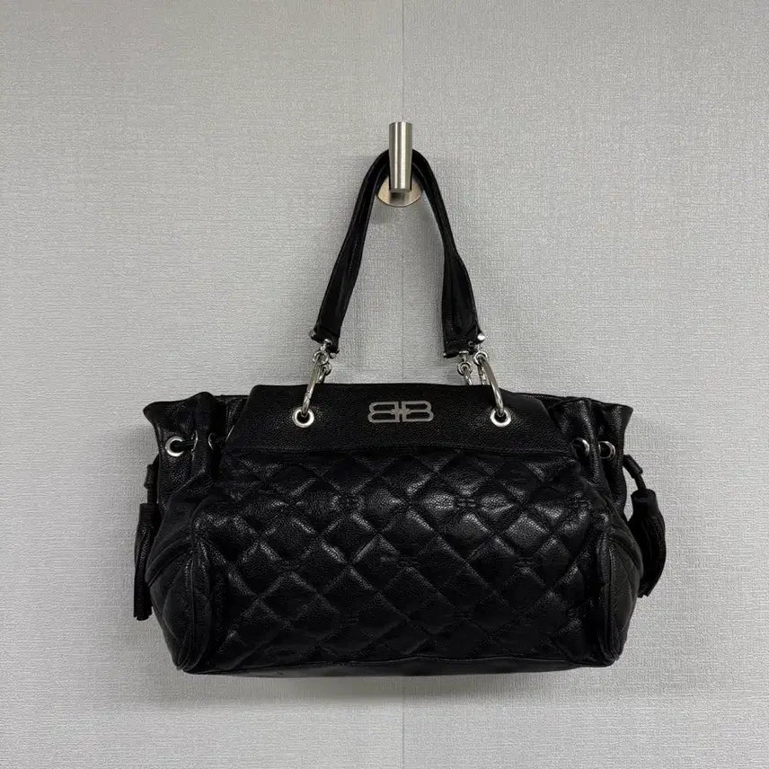 [BUNJANG] Balenciaga BB Silver Logo Leather Tote Bag / 발렌시아가 BB은장 로고 레더 토트백