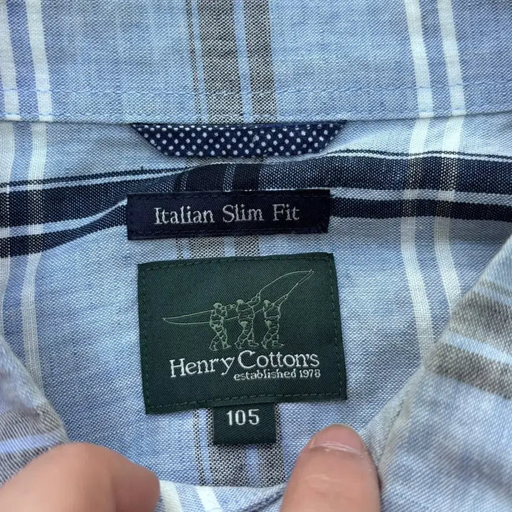 [BUNJANG] Henry Cotton Slim Fit Check Long Sleeve Shirt / 105 헨리코튼 슬림핏 체크 긴팔 셔츠 0424E