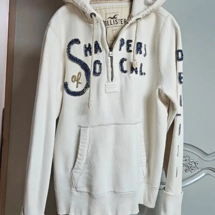 [BUNJANG] Hollister Half-Zip Hoodie / 홀리스터 화이트 크림 아이보리 하프집업 후드