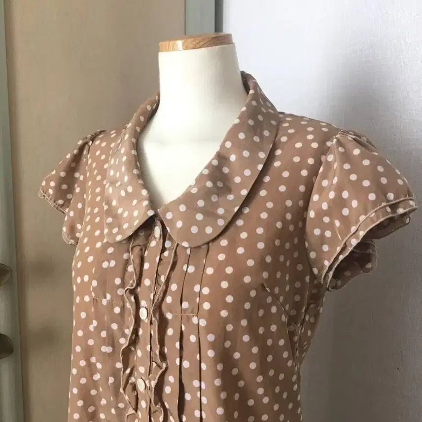 [BUNJANG] Vintage Hong Kong Blouse / 일본빈티지 홍콩블라우스 하구미 모리걸 도트 라떼갸루 카메 모리노가토