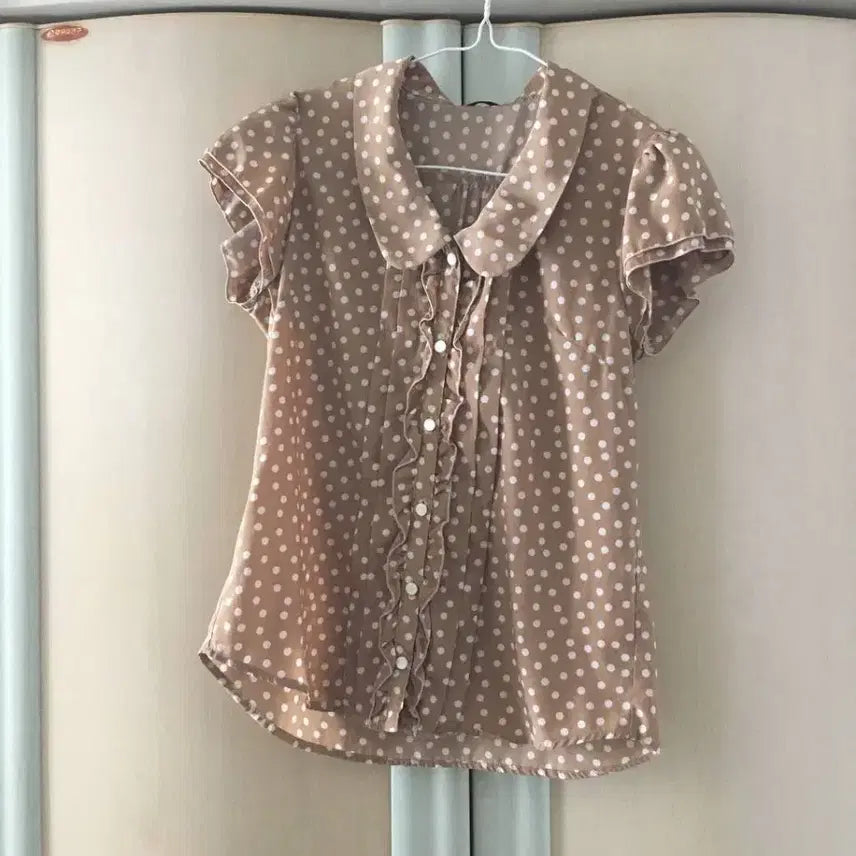 [BUNJANG] Vintage Hong Kong Blouse / 일본빈티지 홍콩블라우스 하구미 모리걸 도트 라떼갸루 카메 모리노가토