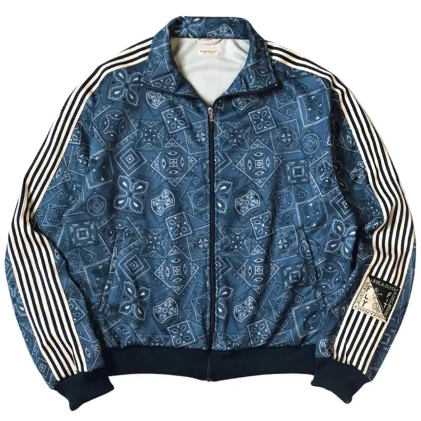 [BUNJANG] Capital Smooth Jersey Cookie Bandana Print Track Jacket Navy / 캐피탈 스무스 저지 쿠키 반다나 프린트 트랙 자켓 네이비