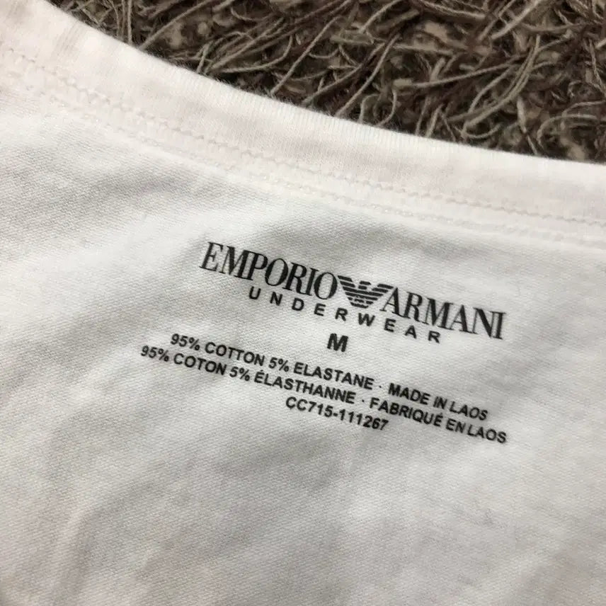 [BUNJANG] Emporio Armani Logo White Short Sleeve T-shirt / M 엠포리오 아르마니 로고 화이트 반팔 티셔츠