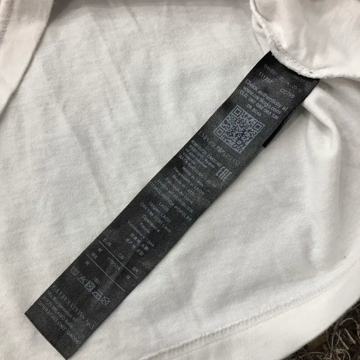 [BUNJANG] Emporio Armani Logo White Short Sleeve T-shirt / M 엠포리오 아르마니 로고 화이트 반팔 티셔츠