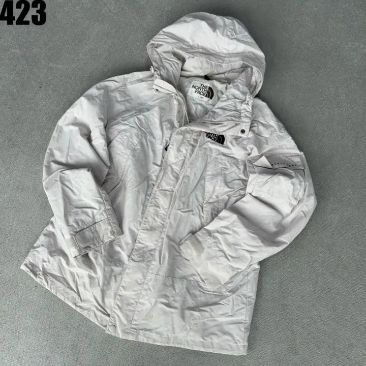 [BUNJANG] The North Face Hooded Windbreaker Jacket - White - Size L / 노스페이스 바람막이 화이트 신형 후드 자켓 L