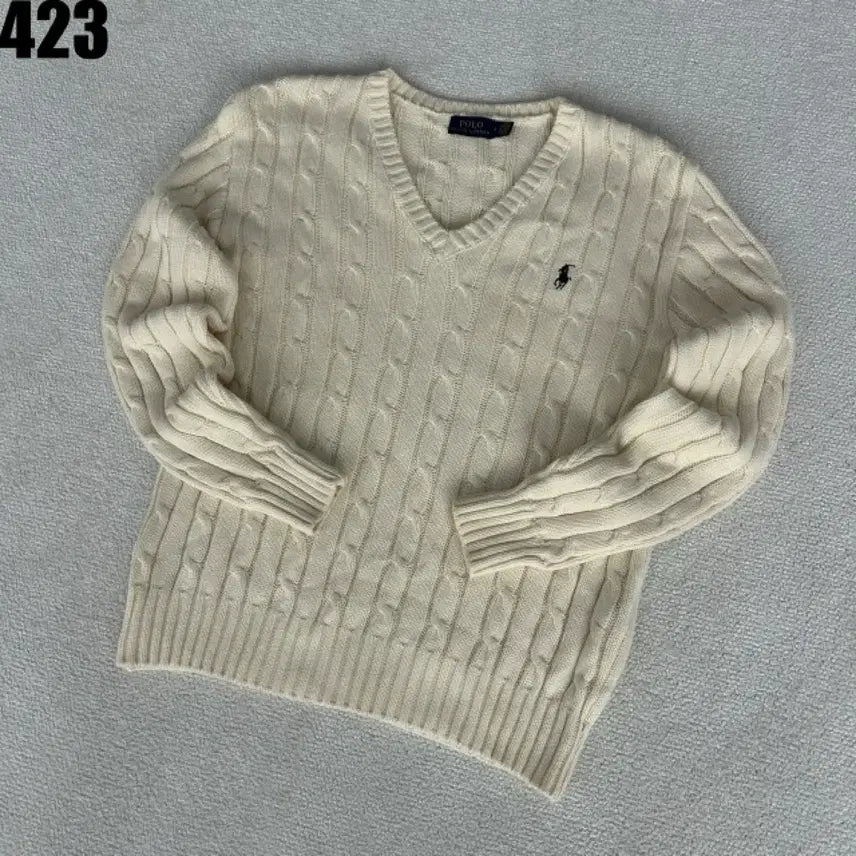 [SOLD OUT] 폴로 랄프로렌 케이블 브이넥 니트 아이보리 s