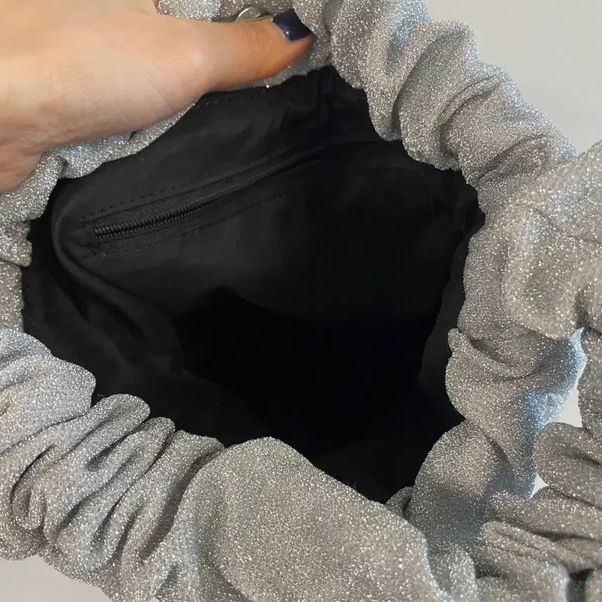 [BUNJANG] Pearl Silver Ruched Shoulder/Tote Bag / 펄실버 셔링숄더백겸토트백(촬영만함