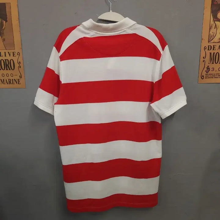 [BUNJANG] Nike Stripe Short Sleeve Polo Shirt / 나이키 스트라이프 반팔 카라티 레드/화이트