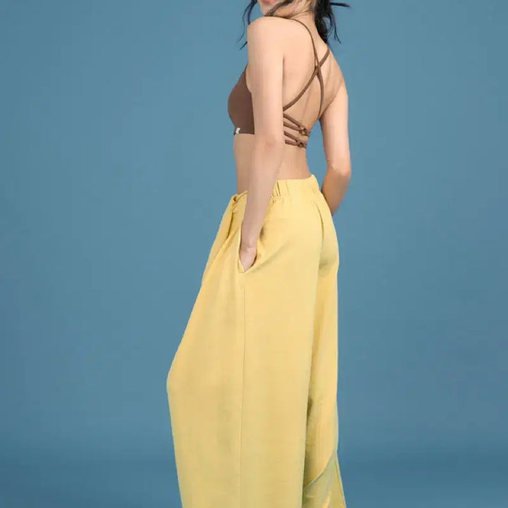 [BUNJANG] D.Yani Veneta Wide Leg Pants - Yellow / 디야니 베네타 팬츠 F 옐로우 (새상품)