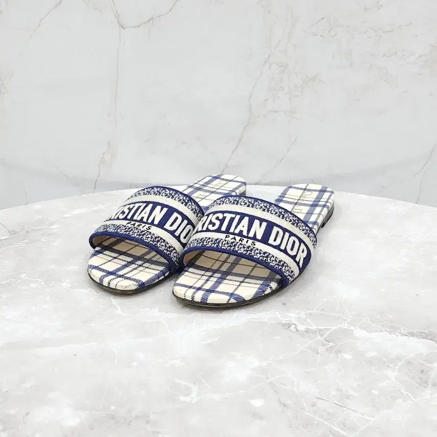 [BUNJANG] Dior Check Dway Slide Slippers (Size 38) / 38 / 디올 체크 디웨이 슬라이드 슬리퍼 KCQ209CND
