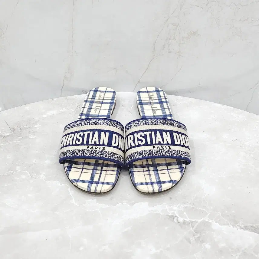 [BUNJANG] Dior Check Dway Slide Slippers (Size 38) / 38 / 디올 체크 디웨이 슬라이드 슬리퍼 KCQ209CND