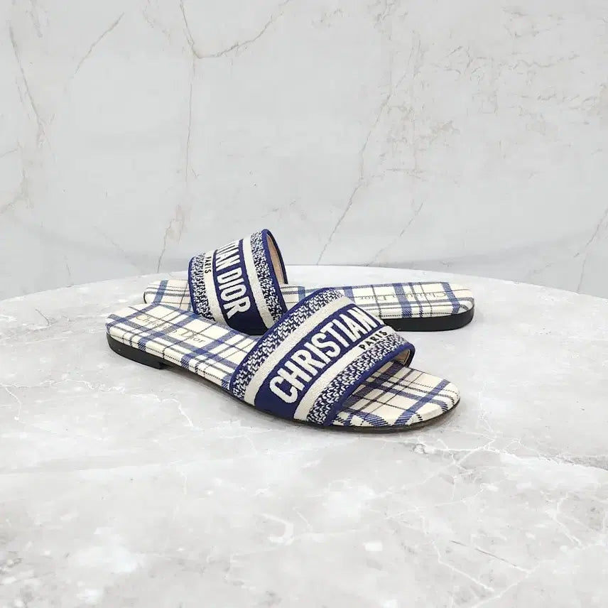 [BUNJANG] Dior Check Dway Slide Slippers (Size 38) / 38 / 디올 체크 디웨이 슬라이드 슬리퍼 KCQ209CND