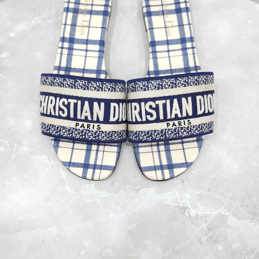 [BUNJANG] Dior Check Dway Slide Slippers (Size 38) / 38 / 디올 체크 디웨이 슬라이드 슬리퍼 KCQ209CND