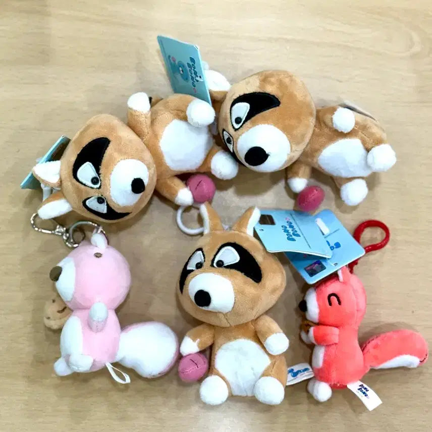 [BUNJANG] Bonobono &amp; Friends Plush Keyring Bundle Set / 보노보노 너구뷰리 다람쥐 포로리 인형뽑기키링열쇠가방고리 일괄 떨이