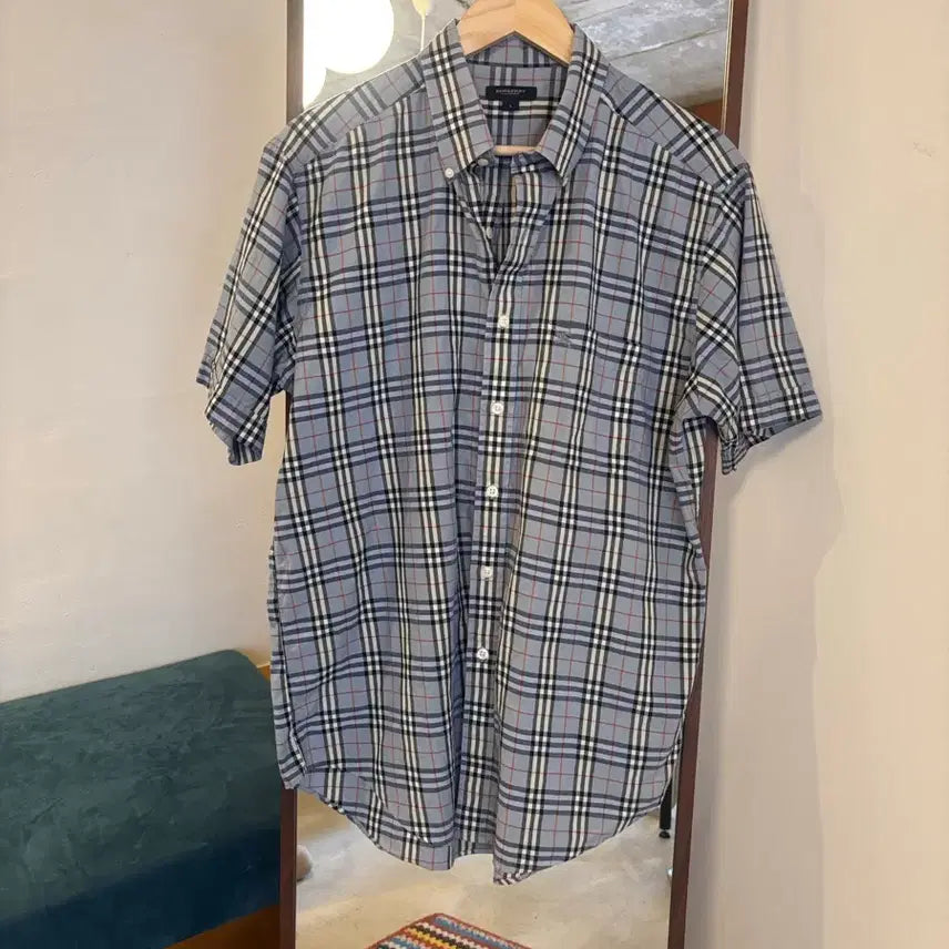 [BUNJANG] Burberry Checkered Short Sleeve Shirt / 버버리 체크 반팔 셔츠