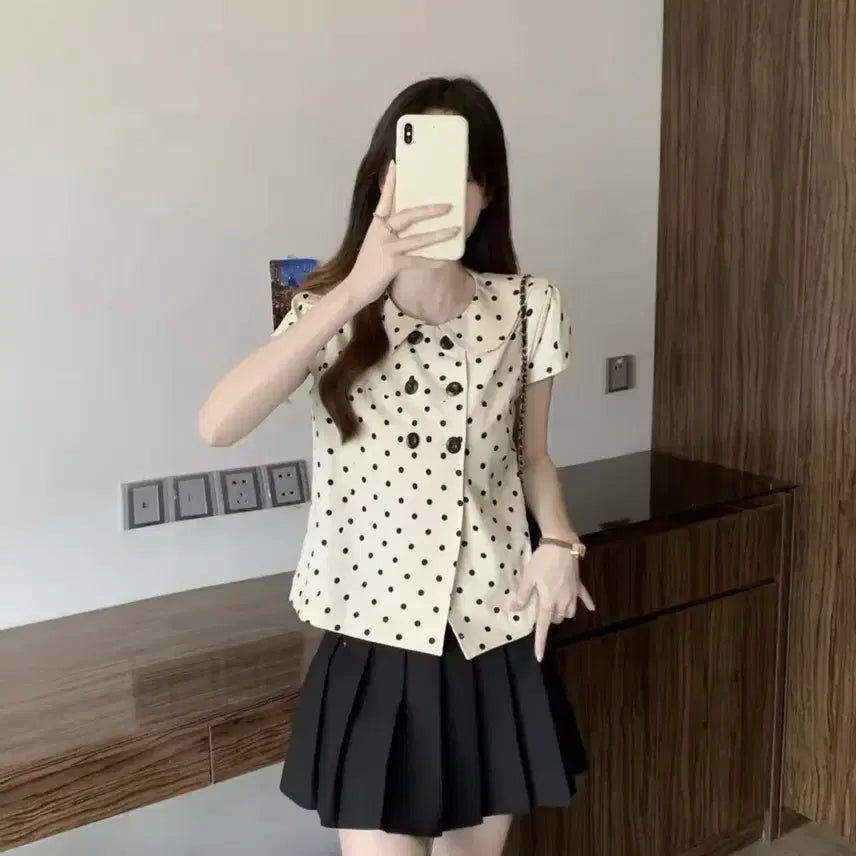 [SOLD OUT] 도트 반팔 자켓 / 데일리 캐주얼 러블리 빈티지 y2k 모리걸