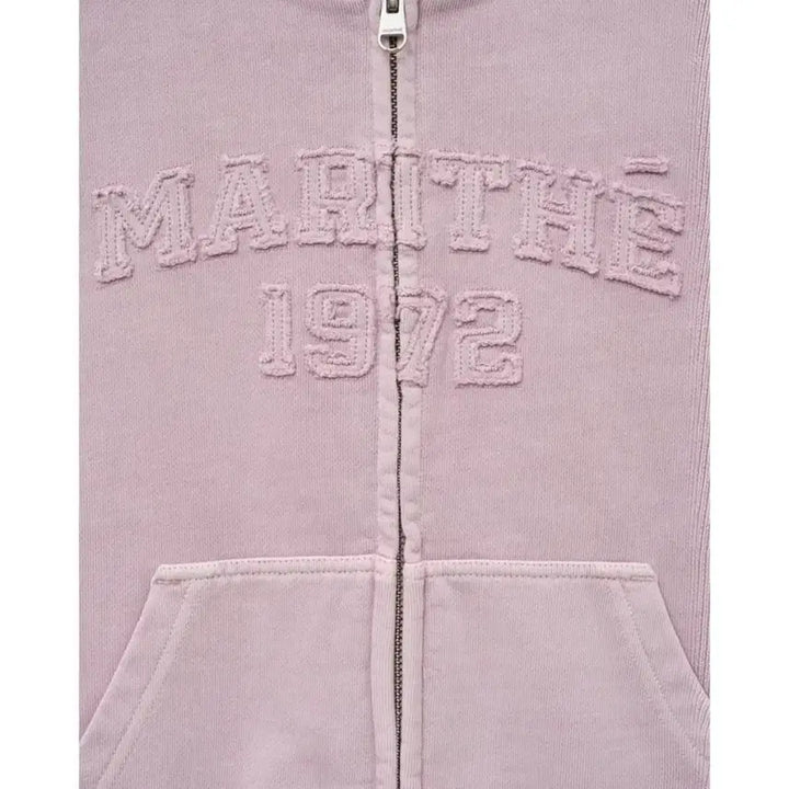 [BUNJANG] 마리떼 W VINTAGE DYEING APPLIQUE LOGO CROP / 마리떼 W VINTAGE DYEING APPLIQUE LOGO CROP