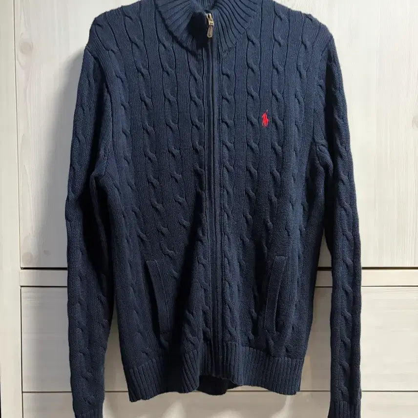 [BUNJANG] Polo Ralph Lauren Cable Knit Zip-up Navy M / 폴로 랄프로렌 케이블 니트 집업 네이비M