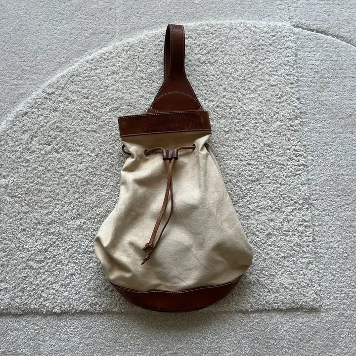 [BUNJANG] Polo Ralph Lauren Leather Canvas One-Shoulder Bucket Bag / 폴로 랄프 로렌 레더 캔버스 원숄더 버킷백