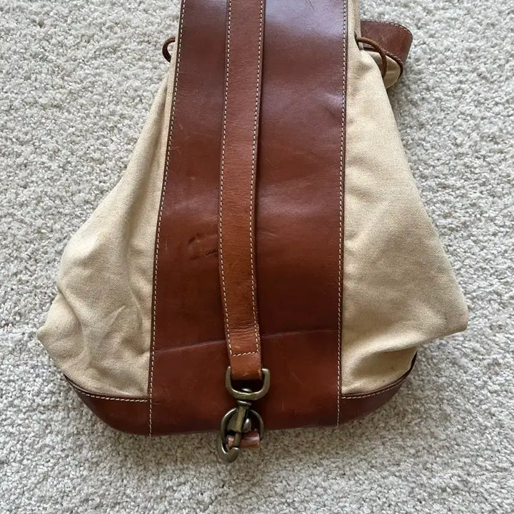 [BUNJANG] Polo Ralph Lauren Leather Canvas One-Shoulder Bucket Bag / 폴로 랄프 로렌 레더 캔버스 원숄더 버킷백