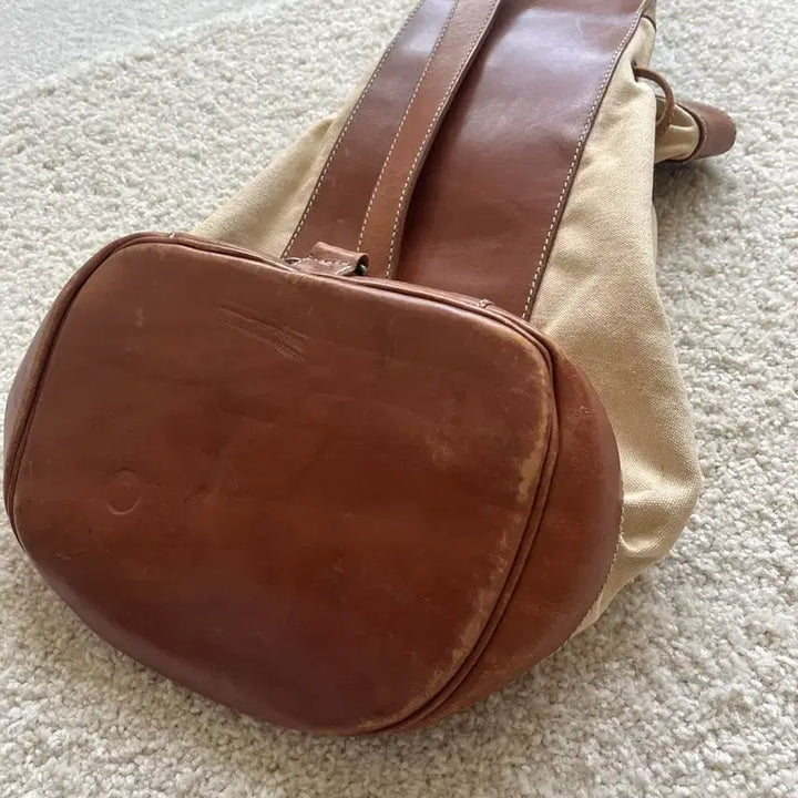 [BUNJANG] Polo Ralph Lauren Leather Canvas One-Shoulder Bucket Bag / 폴로 랄프 로렌 레더 캔버스 원숄더 버킷백