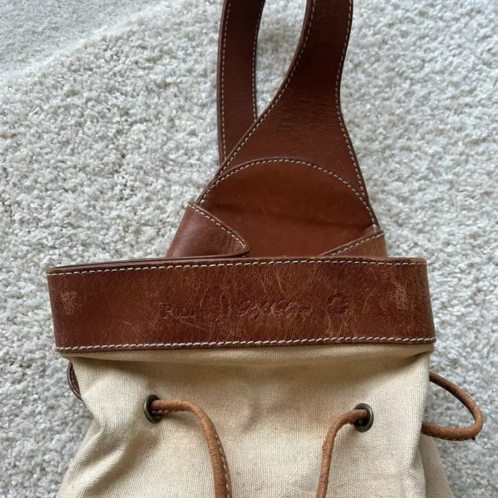[BUNJANG] Polo Ralph Lauren Leather Canvas One-Shoulder Bucket Bag / 폴로 랄프 로렌 레더 캔버스 원숄더 버킷백