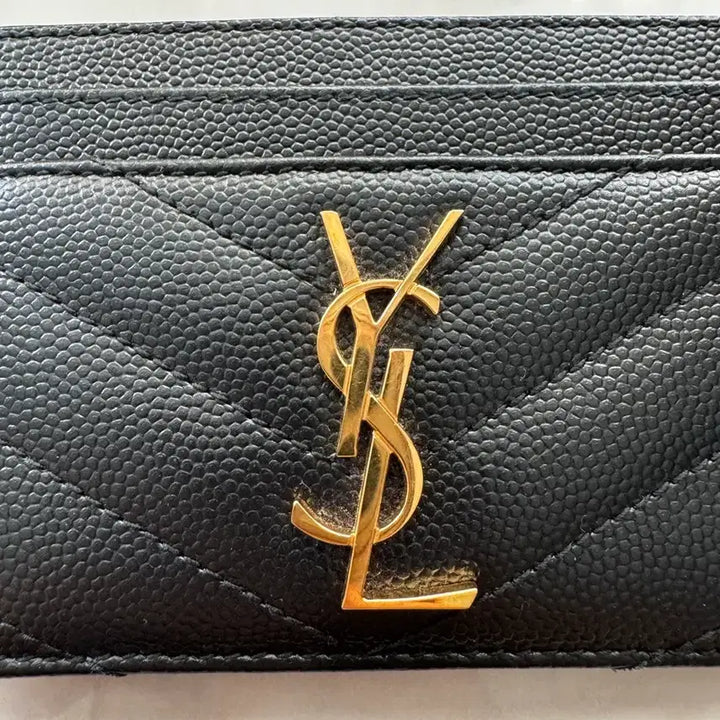 [BUNJANG] Saint Laurent Black Cardholder with Gold Logo / 생로랑 블랙 카드지갑 금장로고
