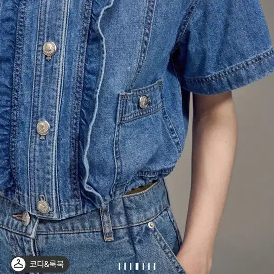 [BUNJANG] Lanvin Ruffle Denim Shirt / 랑방 러플 데님셔츠 한섬