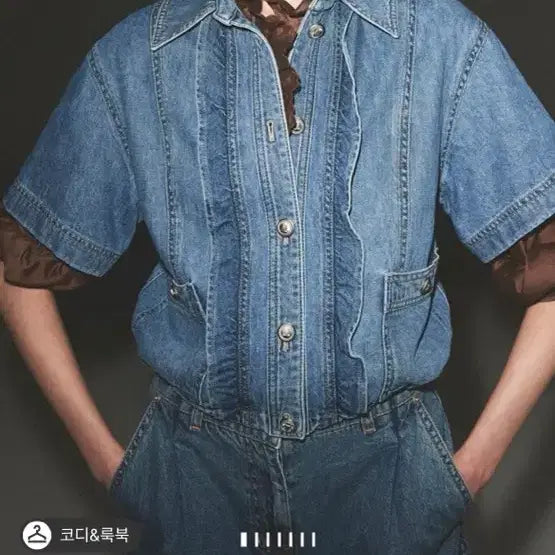 [BUNJANG] Lanvin Ruffle Denim Shirt / 랑방 러플 데님셔츠 한섬
