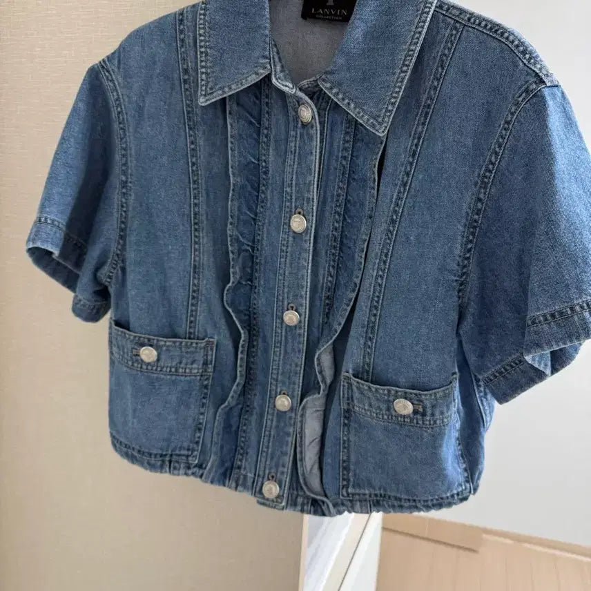 [BUNJANG] Lanvin Ruffle Denim Shirt / 랑방 러플 데님셔츠 한섬