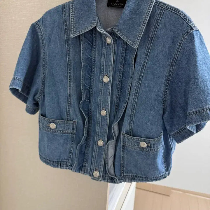 [BUNJANG] Lanvin Ruffle Denim Shirt / 랑방 러플 데님셔츠 한섬