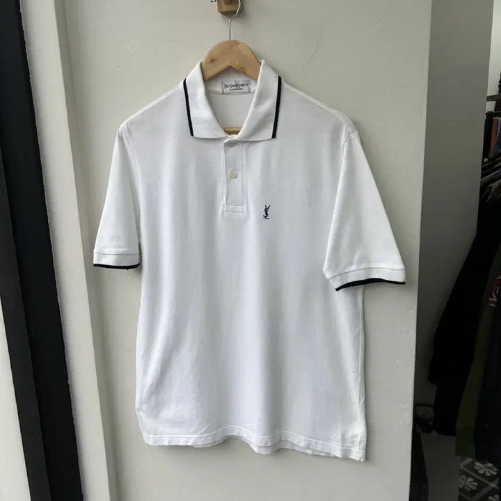 [BUNJANG] Yves Saint Laurent White Short Sleeve Polo Shirt / 16766 - 입생로랑 화이트 반팔 카라티