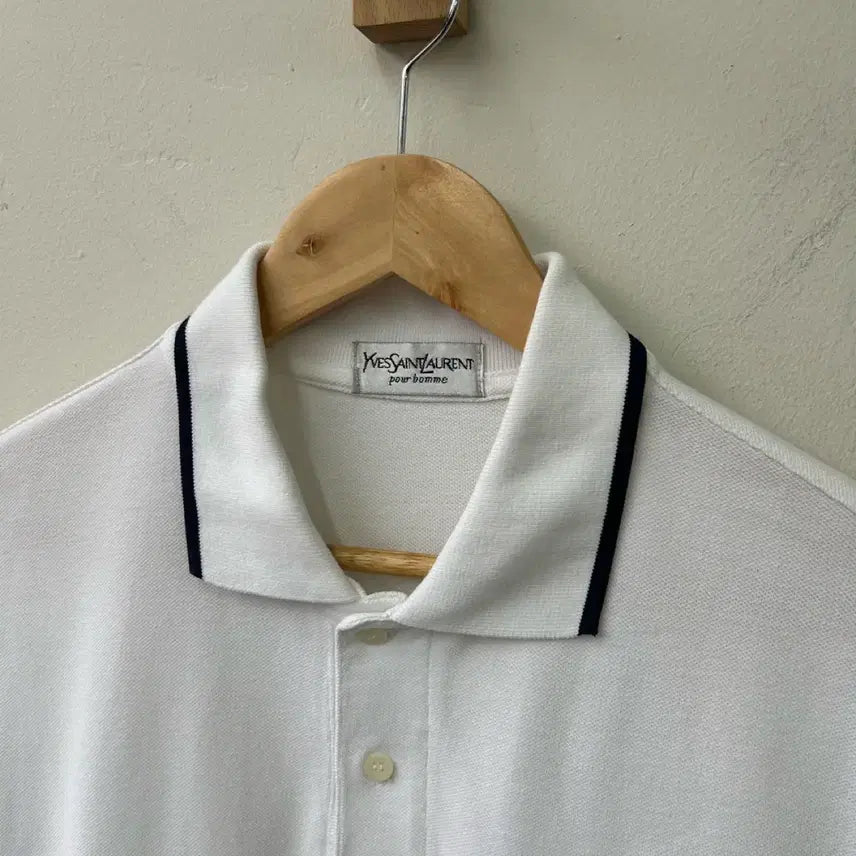 [BUNJANG] Yves Saint Laurent White Short Sleeve Polo Shirt / 16766 - 입생로랑 화이트 반팔 카라티