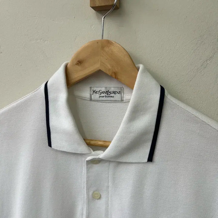 [BUNJANG] Yves Saint Laurent White Short Sleeve Polo Shirt / 16766 - 입생로랑 화이트 반팔 카라티