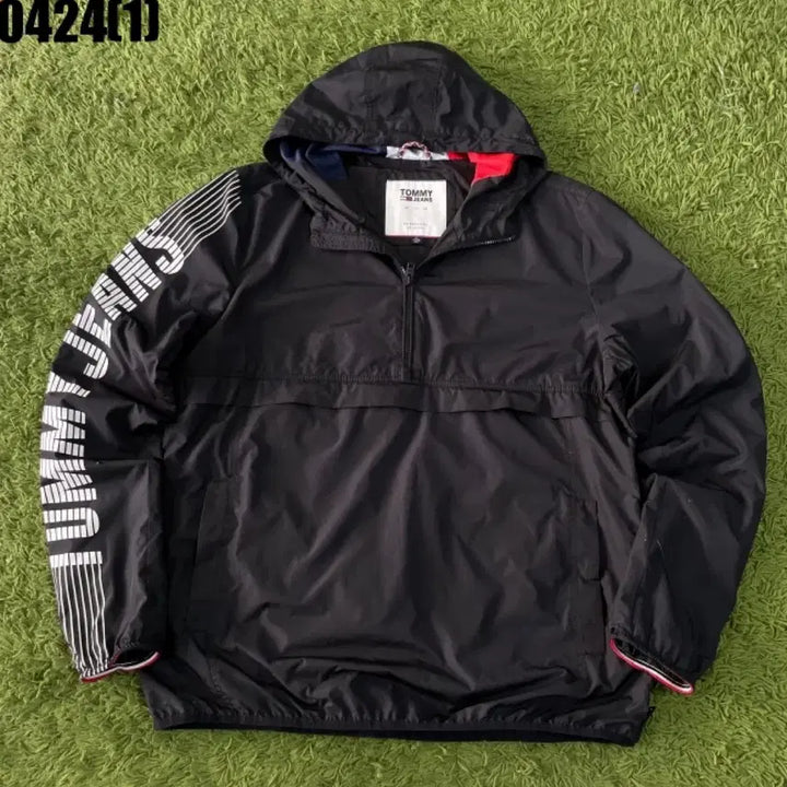 [BUNJANG] Tommy Hilfiger Black Anorak Hooded Windbreaker / 타미힐피거 블랙 아노락 후드 바람막이