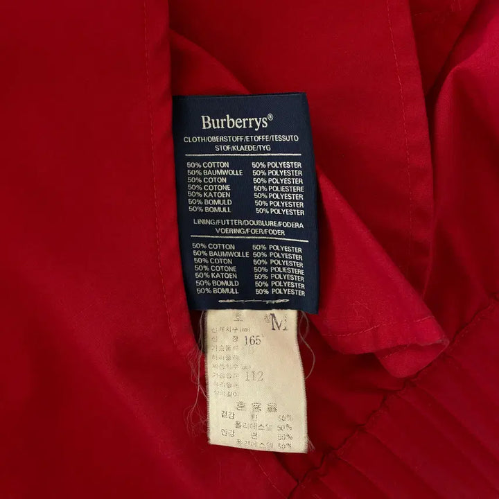 [BUNJANG] Burberry Knight Logo Red Cotton Blouson Jacket / 버버리 공용L 월계기사로고 레드 코튼 블루종 자켓
