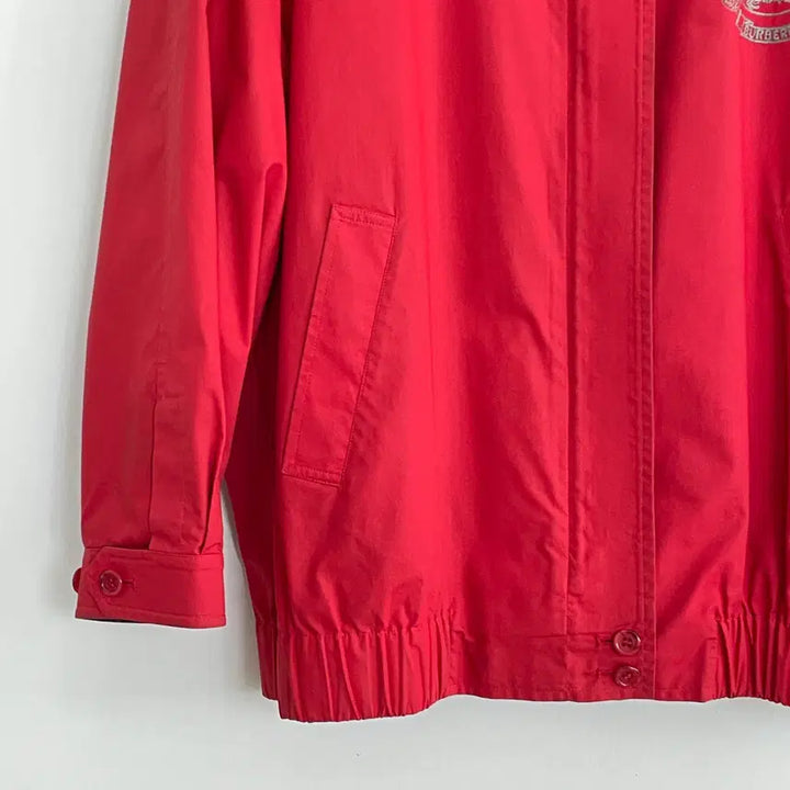 [BUNJANG] Burberry Knight Logo Red Cotton Blouson Jacket / 버버리 공용L 월계기사로고 레드 코튼 블루종 자켓