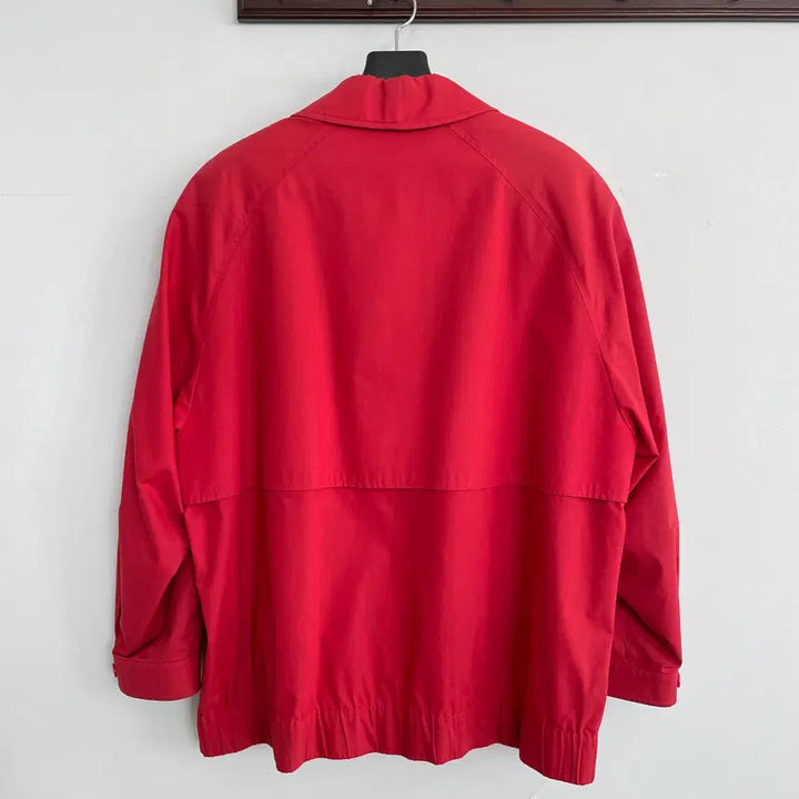 [BUNJANG] Burberry Knight Logo Red Cotton Blouson Jacket / 버버리 공용L 월계기사로고 레드 코튼 블루종 자켓