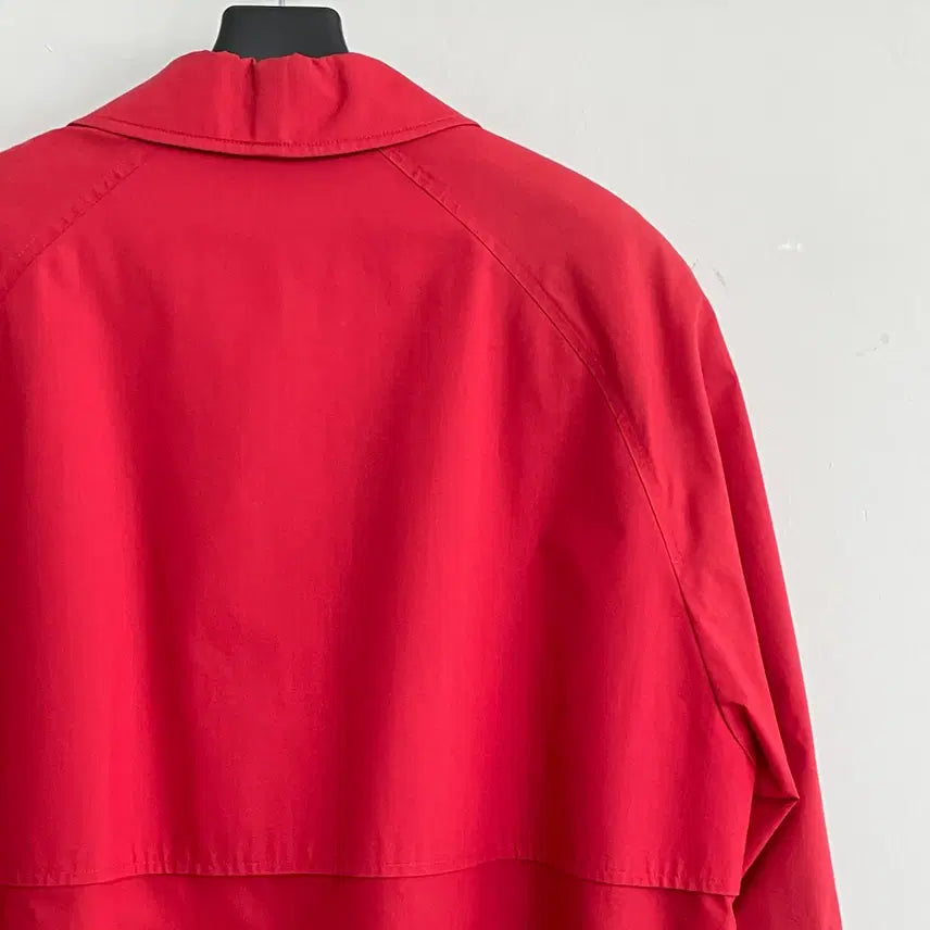 [BUNJANG] Burberry Knight Logo Red Cotton Blouson Jacket / 버버리 공용L 월계기사로고 레드 코튼 블루종 자켓