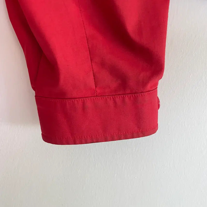 [BUNJANG] Burberry Knight Logo Red Cotton Blouson Jacket / 버버리 공용L 월계기사로고 레드 코튼 블루종 자켓
