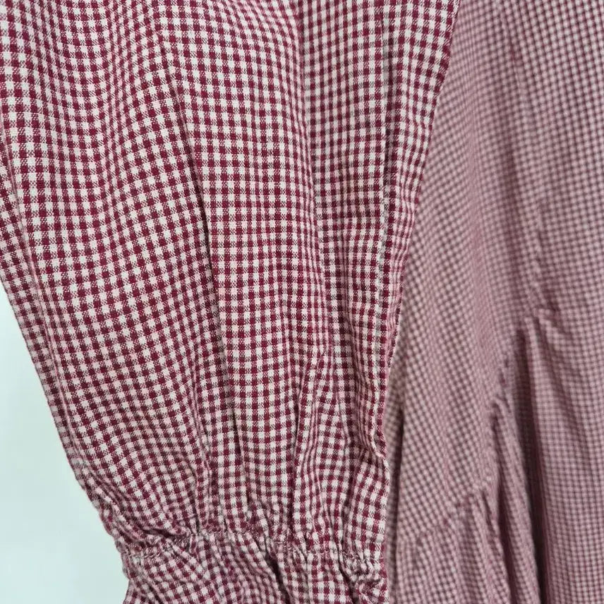 [SOLD OUT] 체크 깅엄 레이스 카라 롱 원피스