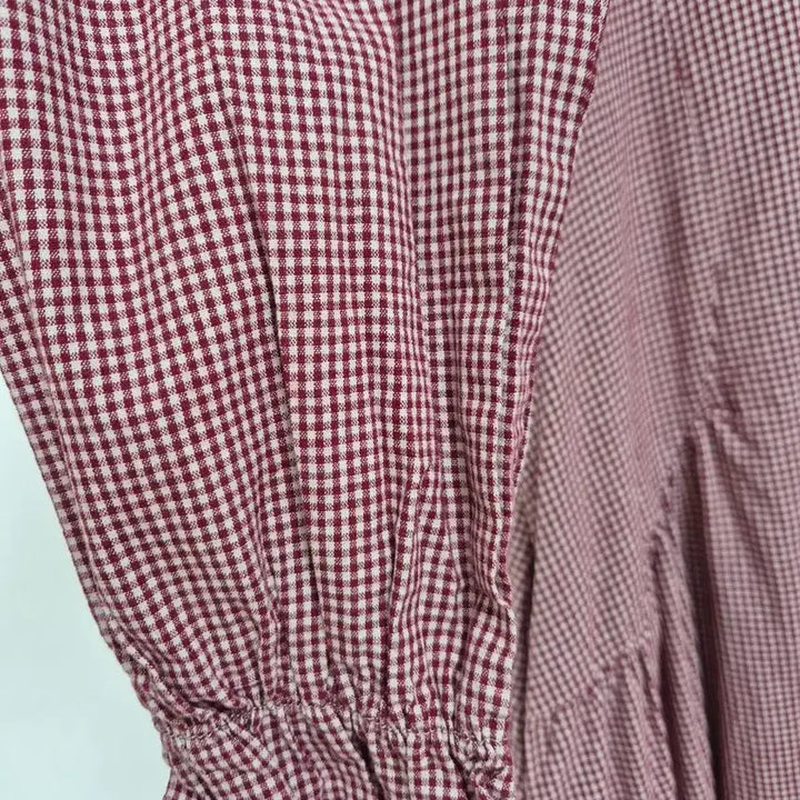 [SOLD OUT] 체크 깅엄 레이스 카라 롱 원피스