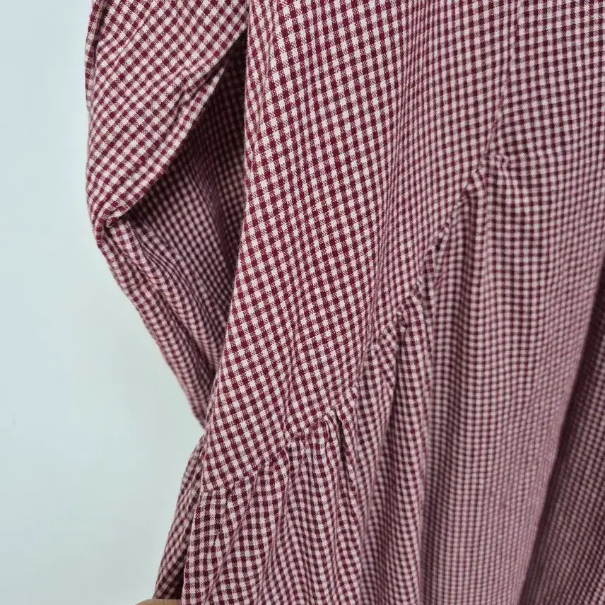 [SOLD OUT] 체크 깅엄 레이스 카라 롱 원피스